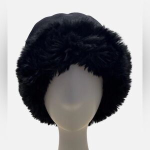Coldwater Creek Black Faux Fur Cossack Hat